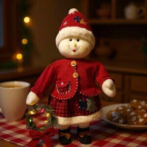 Vintage Sweet Little Snowman Girl Lite Wreath Christmas Ornament Figurine